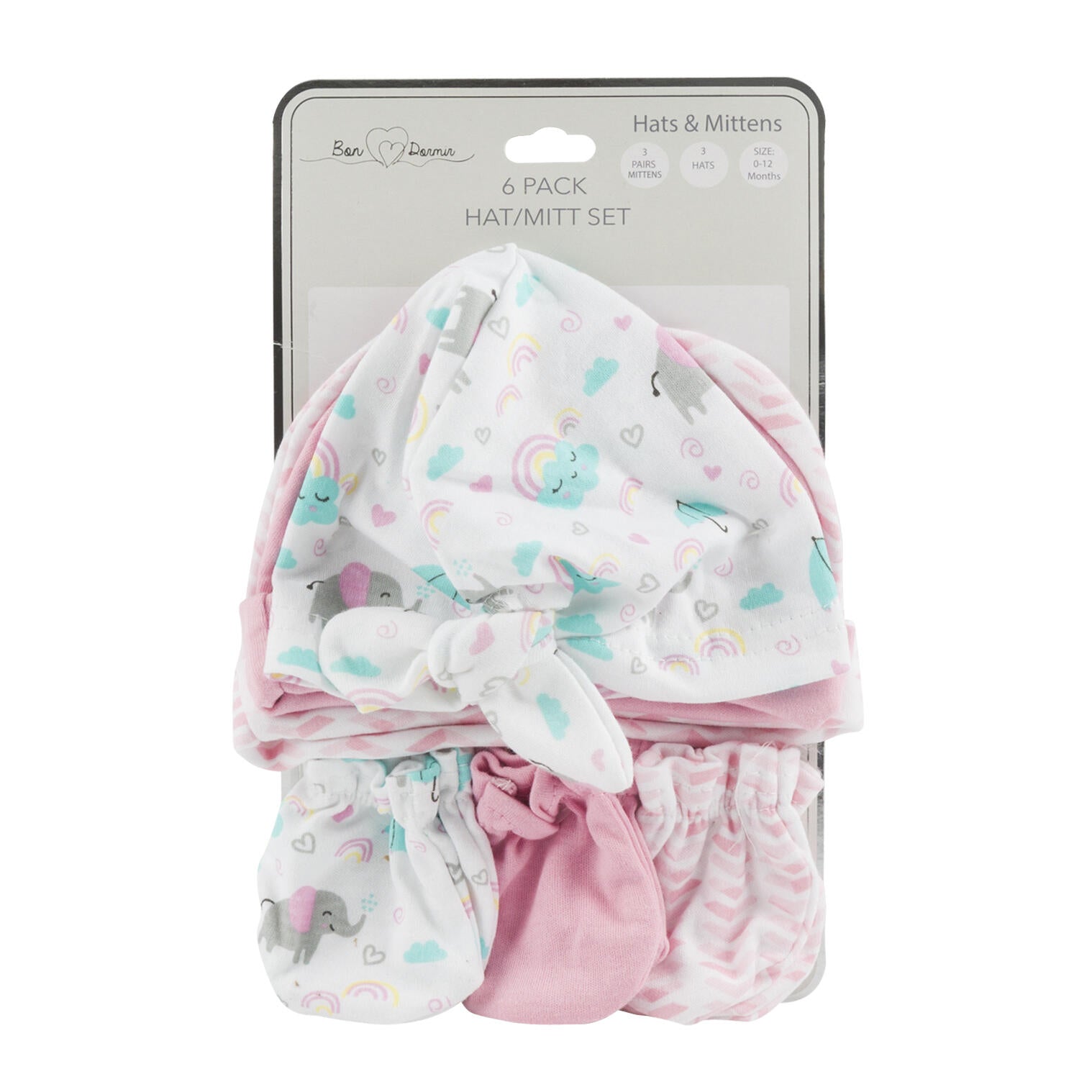 6pk Girls Hat/Mitts Combo Set