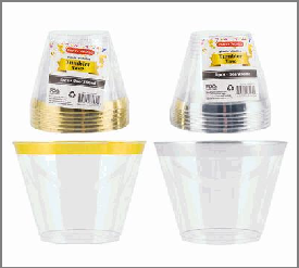 TUMBLER 9oz,6PK,GOLD/SILVER RI
