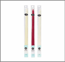 Two candles with white wicks on a white background