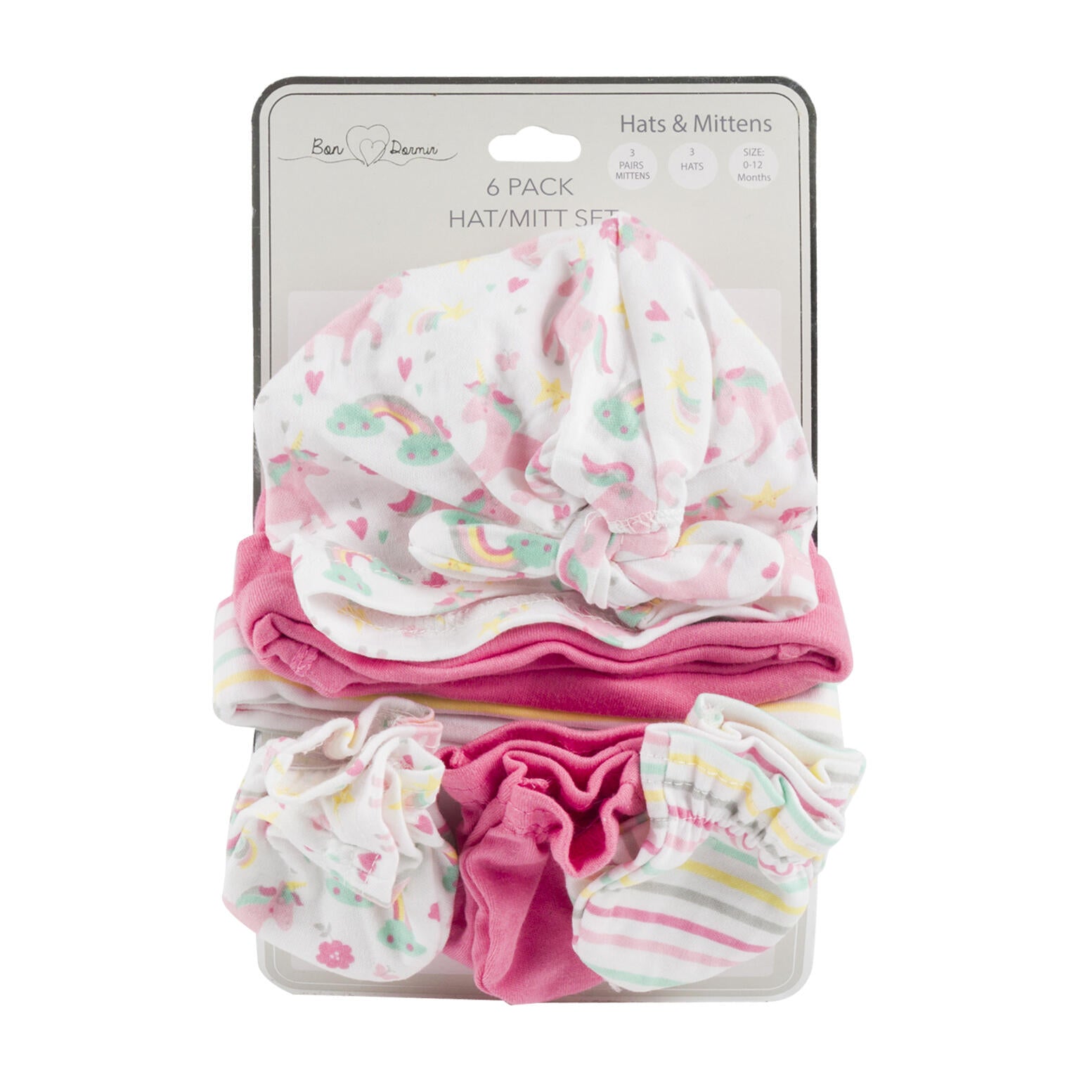 6pk Girls Hat/Mitts Combo Set