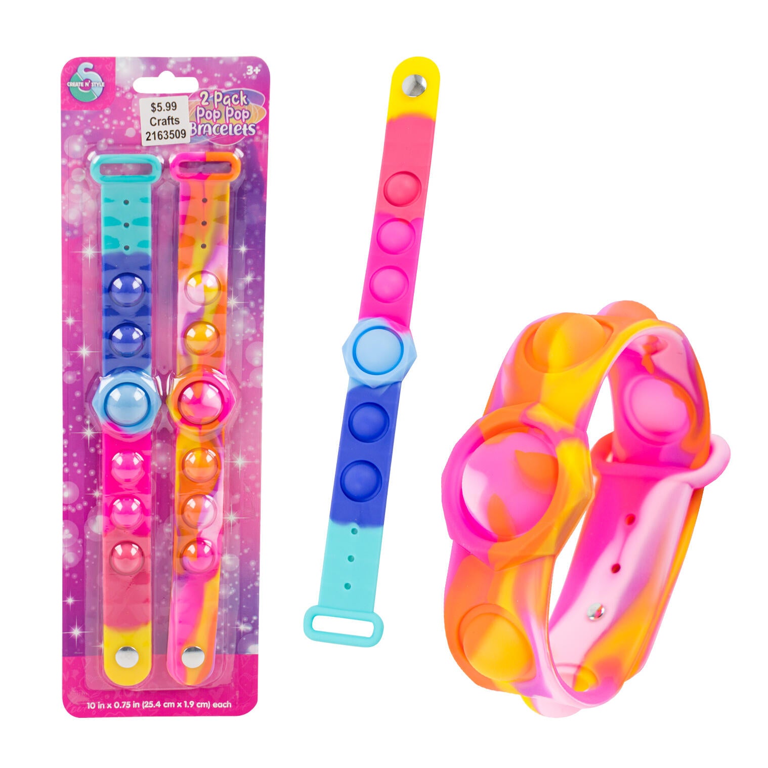 2pk Girls Pop Pop Bracelets Set