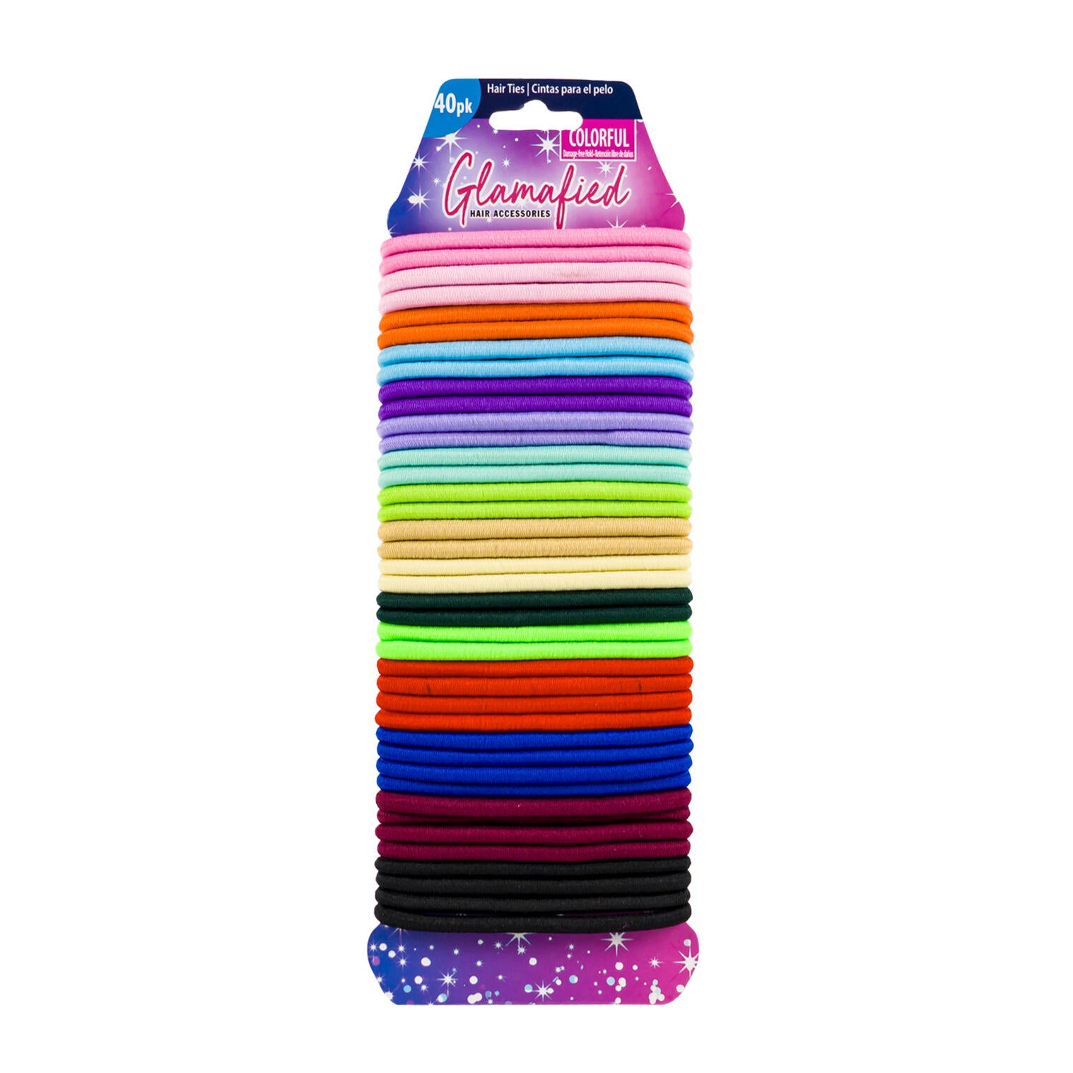 Glamafied Hair Ties - 40 Pack - Colorful - Damage-Free Hold