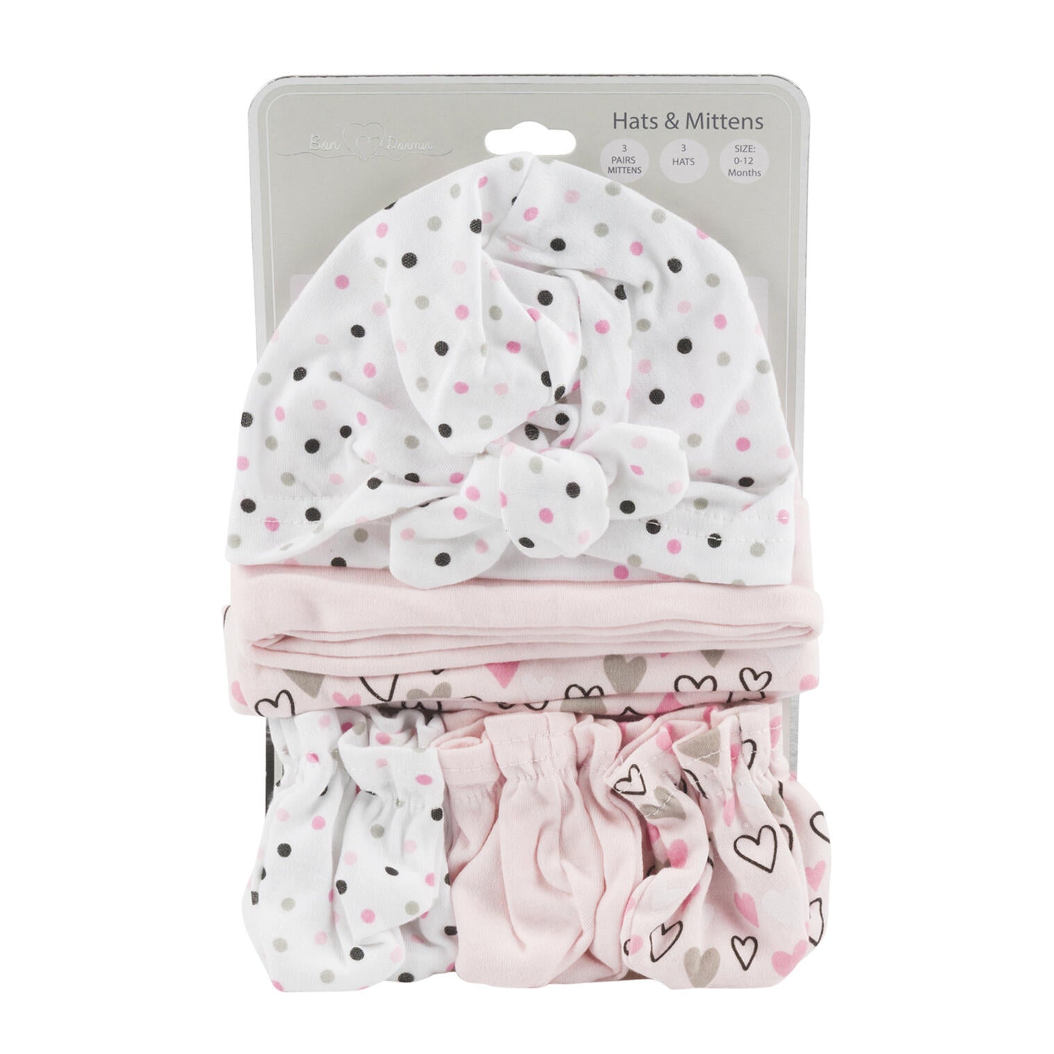 6pk Girls Hat/Mitts Combo Set
