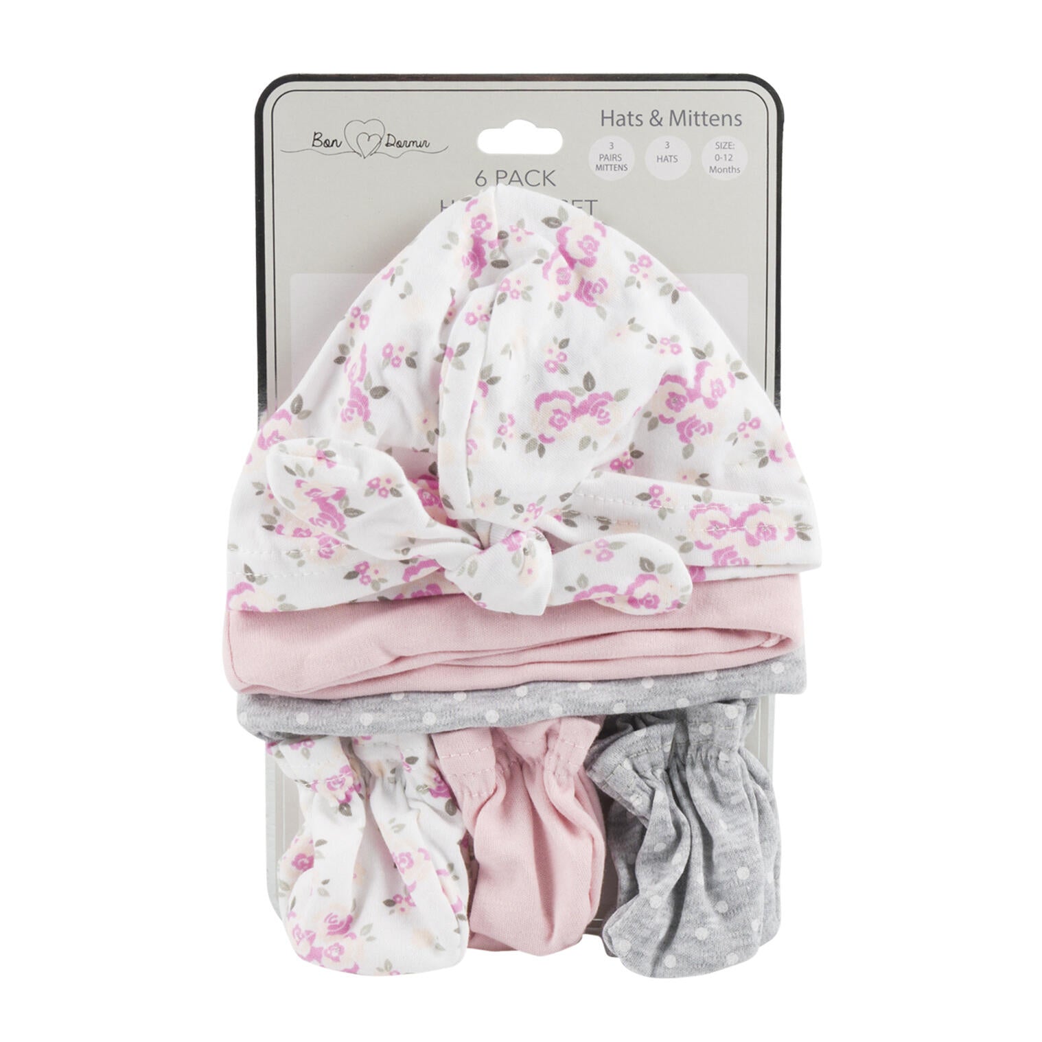 6pk Girls Hat and Mitt Combo Set- Assorted