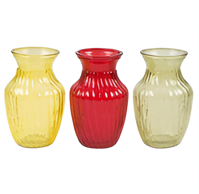 8-Inch Clear Glass Vase 3 Assorted Colors