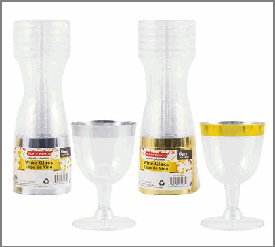 WINE GLASS 5oz,6pk,GOLD/SILVER