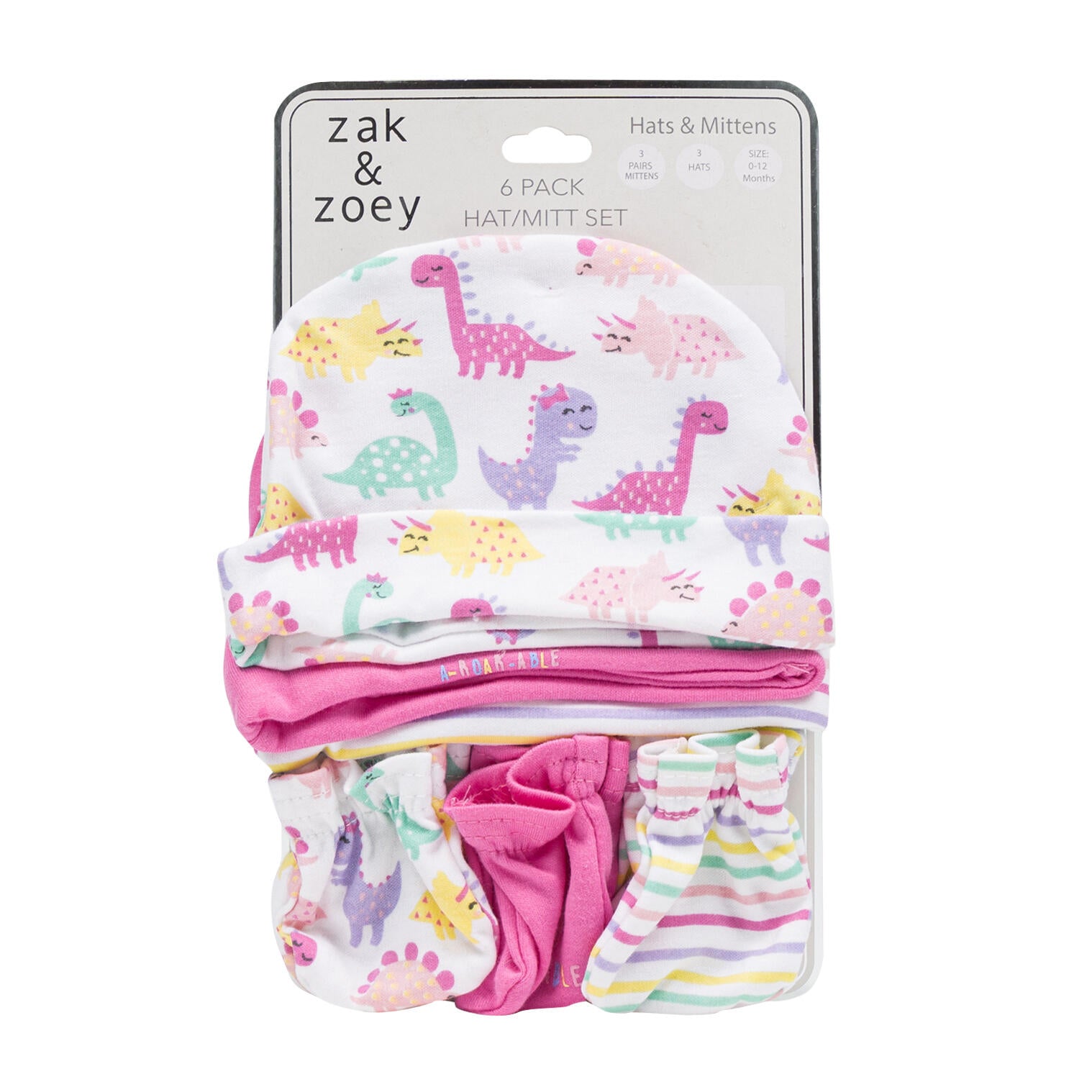 6pk Girls Hat/Mitts Combo Set