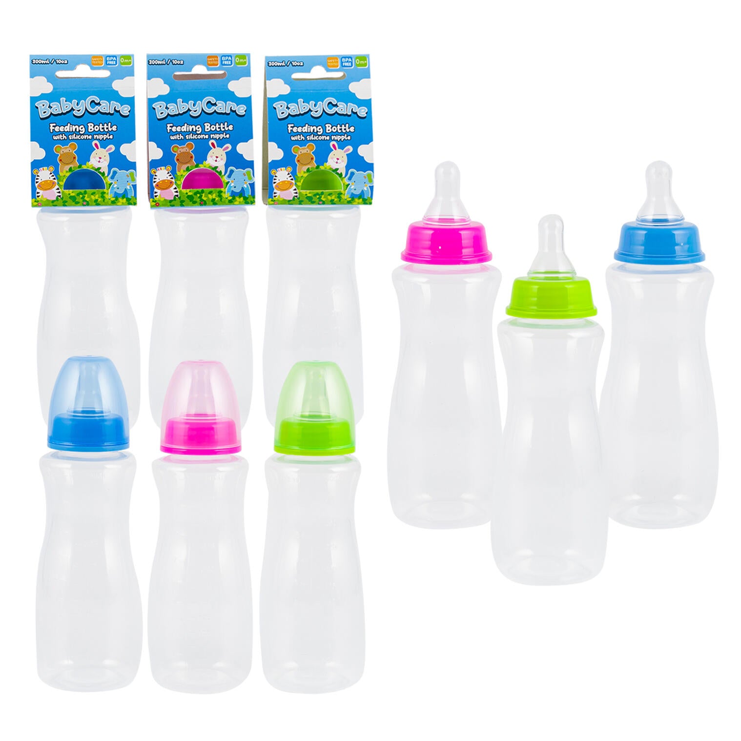 Little Mimos Baby Care Feeding Bottle with Silicone Nipple - 10oz - Assorted Colors