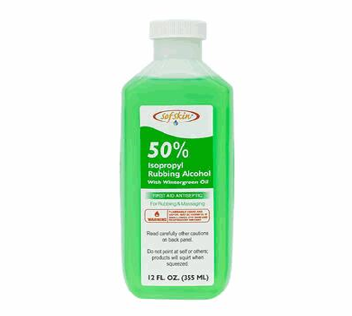 12oz 50% Rubbing Alcohol – Wintergreen Scent