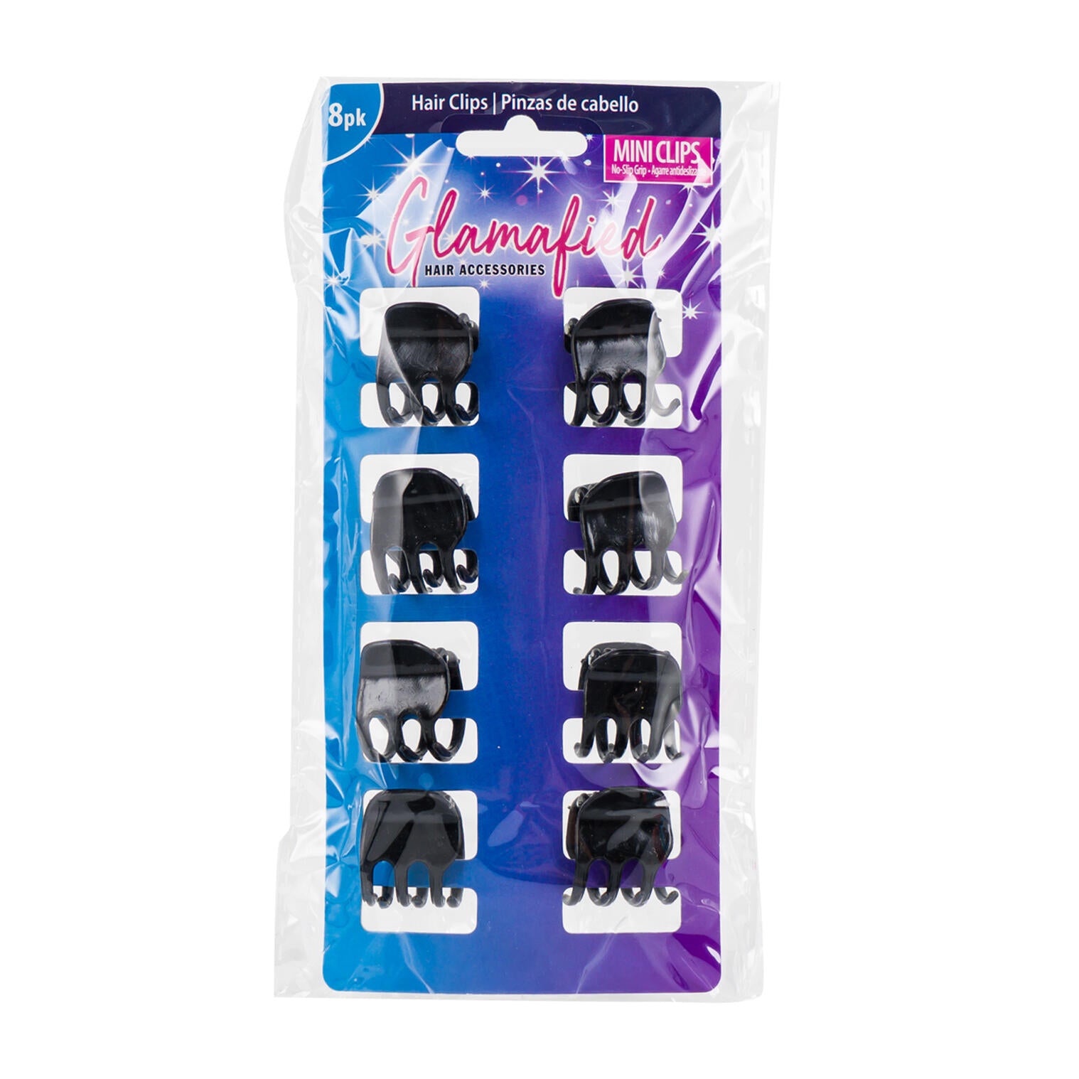 Glamafied 8pk Black Mini Hair Clips