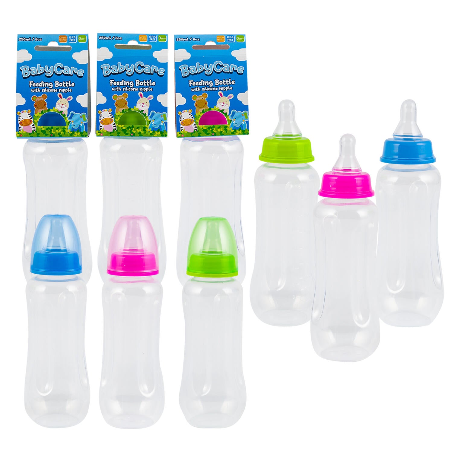 Little Mimos Baby Care Feeding Bottle with Silicone Nipple - 8oz - Assorted Colors