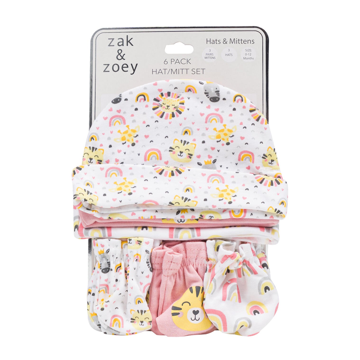 6pk Girls Hat/Mitts Combo Set