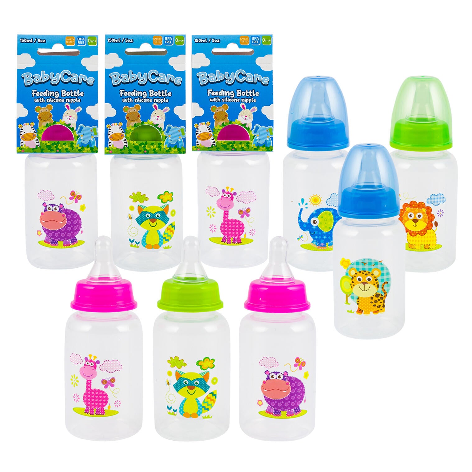 Little Mimos Baby Care Feeding Bottle with Silicone Nipple - 5oz - Assorted Colors