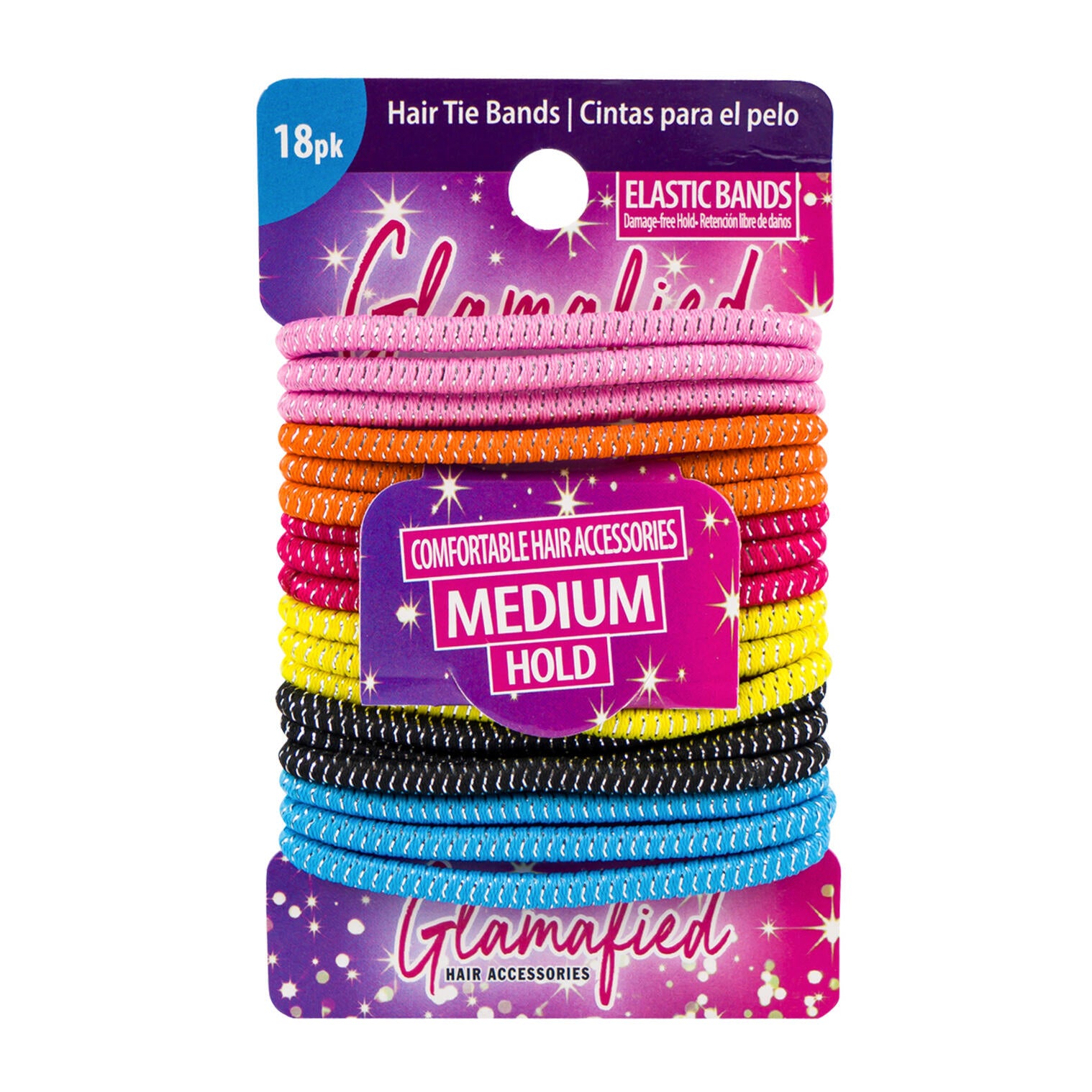 Glamafied 18pk Medium Hold Hair Tie Bands