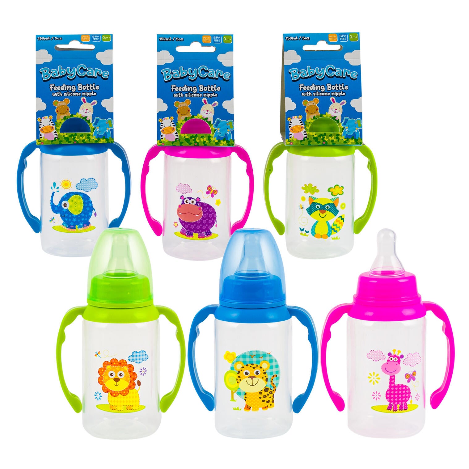 Little Mimos Baby Care Feeding Bottle with Silicone Nipple - 9oz - Assorted Design