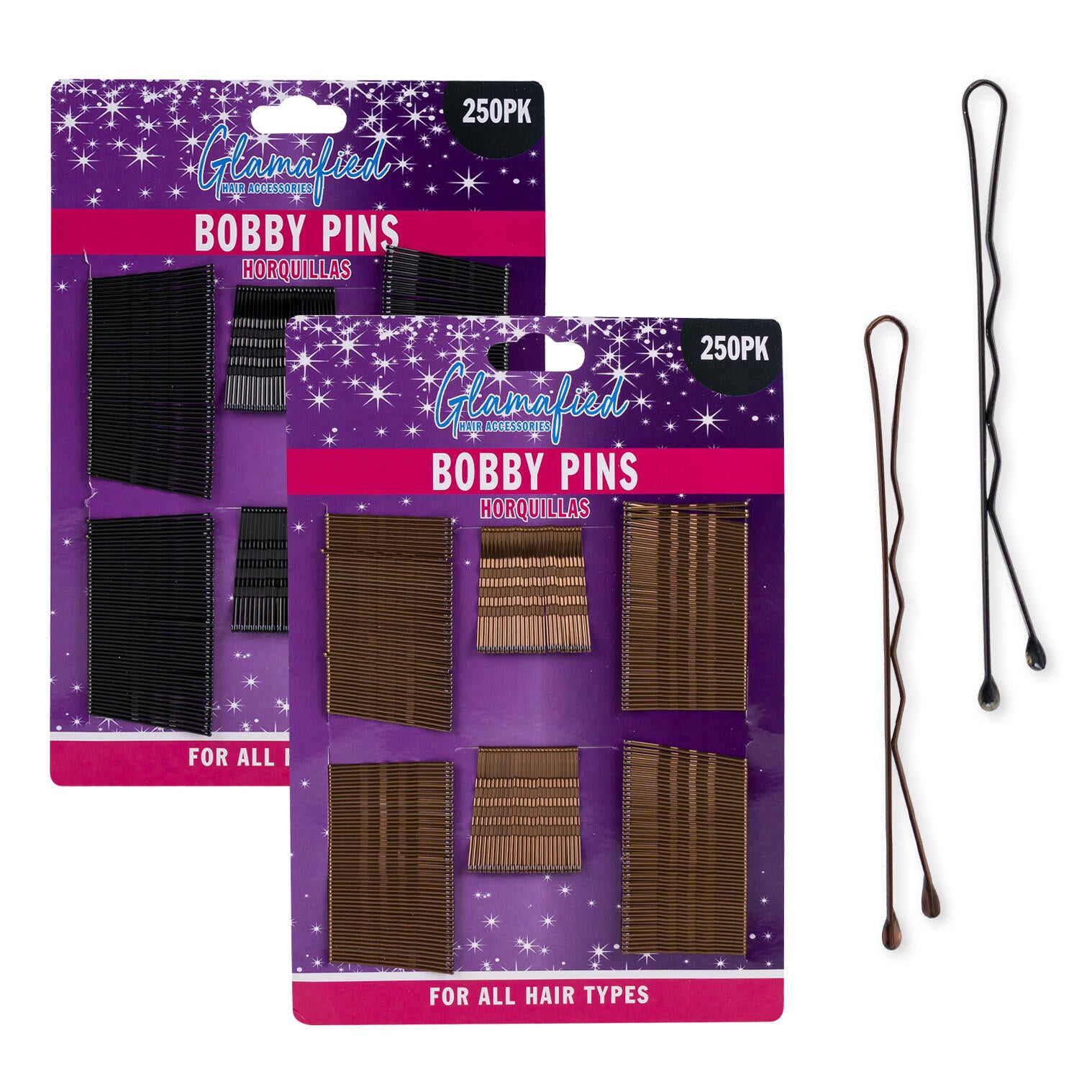 Glamafied 250pk Bobby Pins Assorted