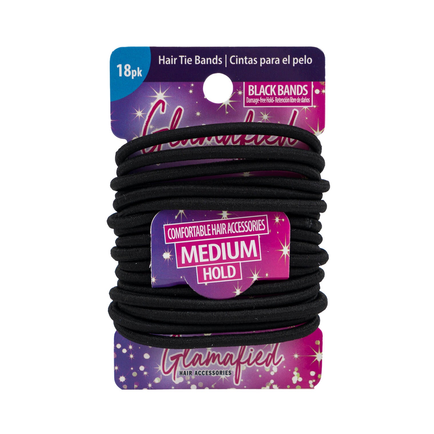 Glamafied 18pk Black Bands Hair Tie Bands