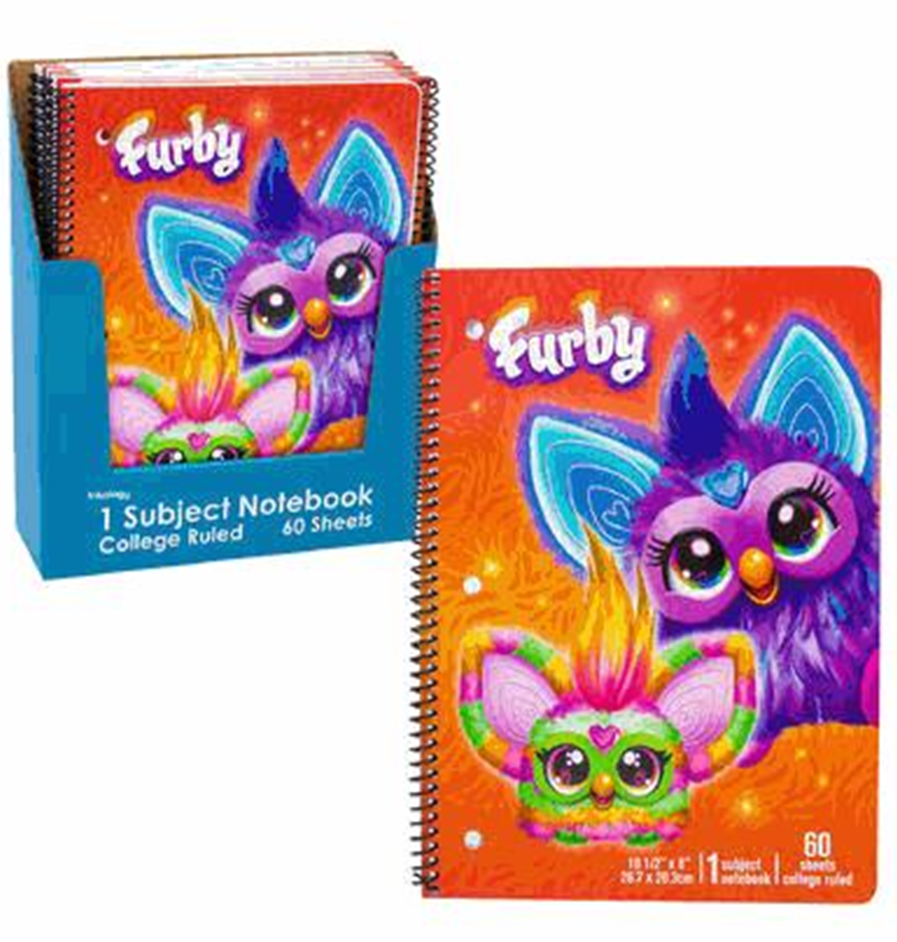 Furby Themed Notebook – 60 Sheets Spiral