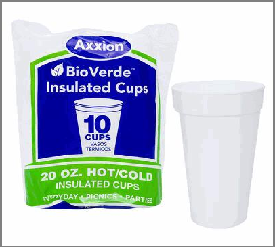 CUP,20oz 10ct FOAM WHITE AXXIO