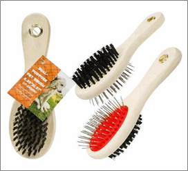Pet Brush, 7" – Dual Wooden Handle