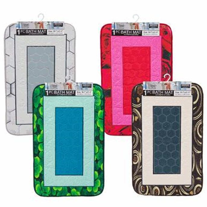 20" x 32" Embossed Bath Mat – 1pc, Soft Non-Slip