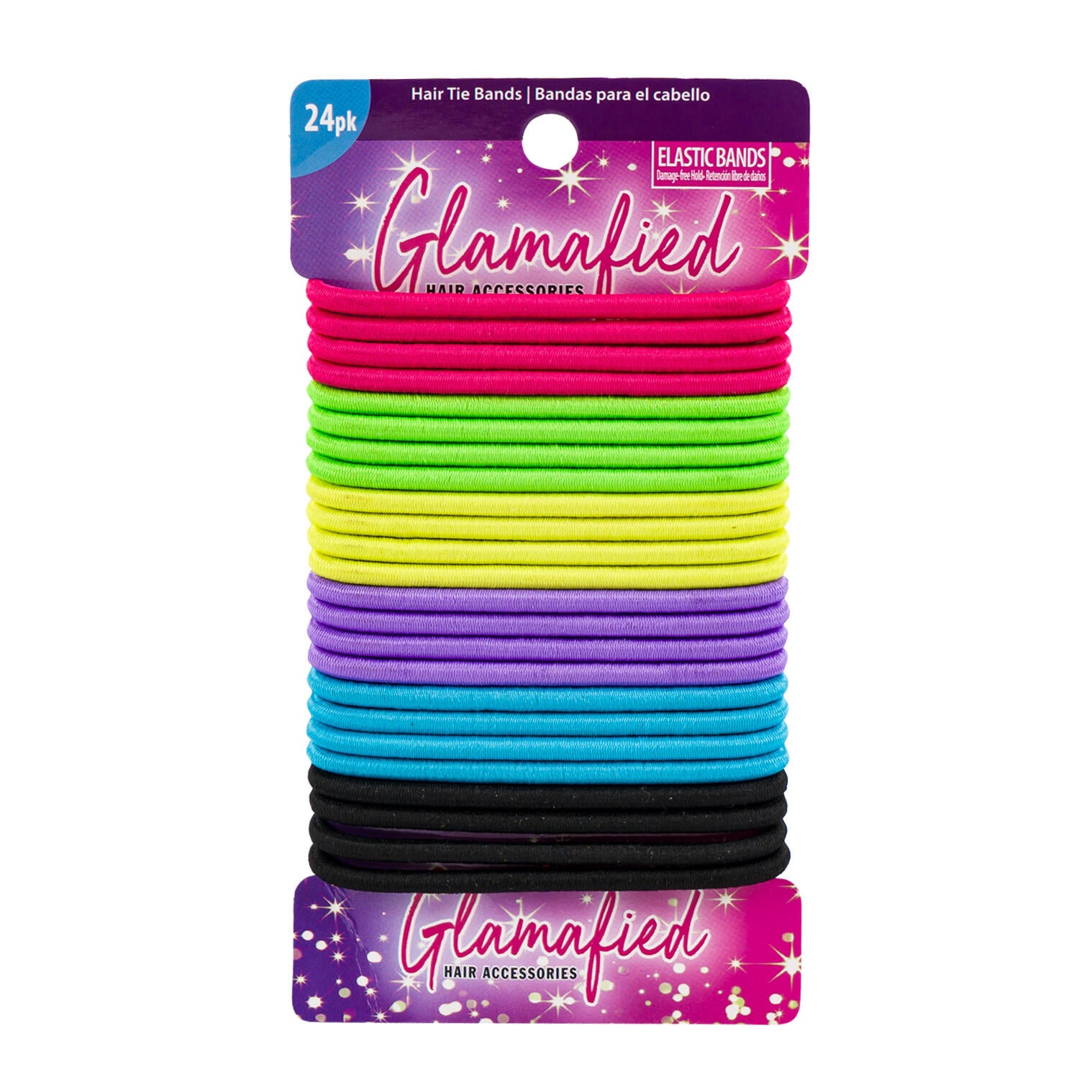 Glamafied 24pk Elastic Bright Hair Tie Bands