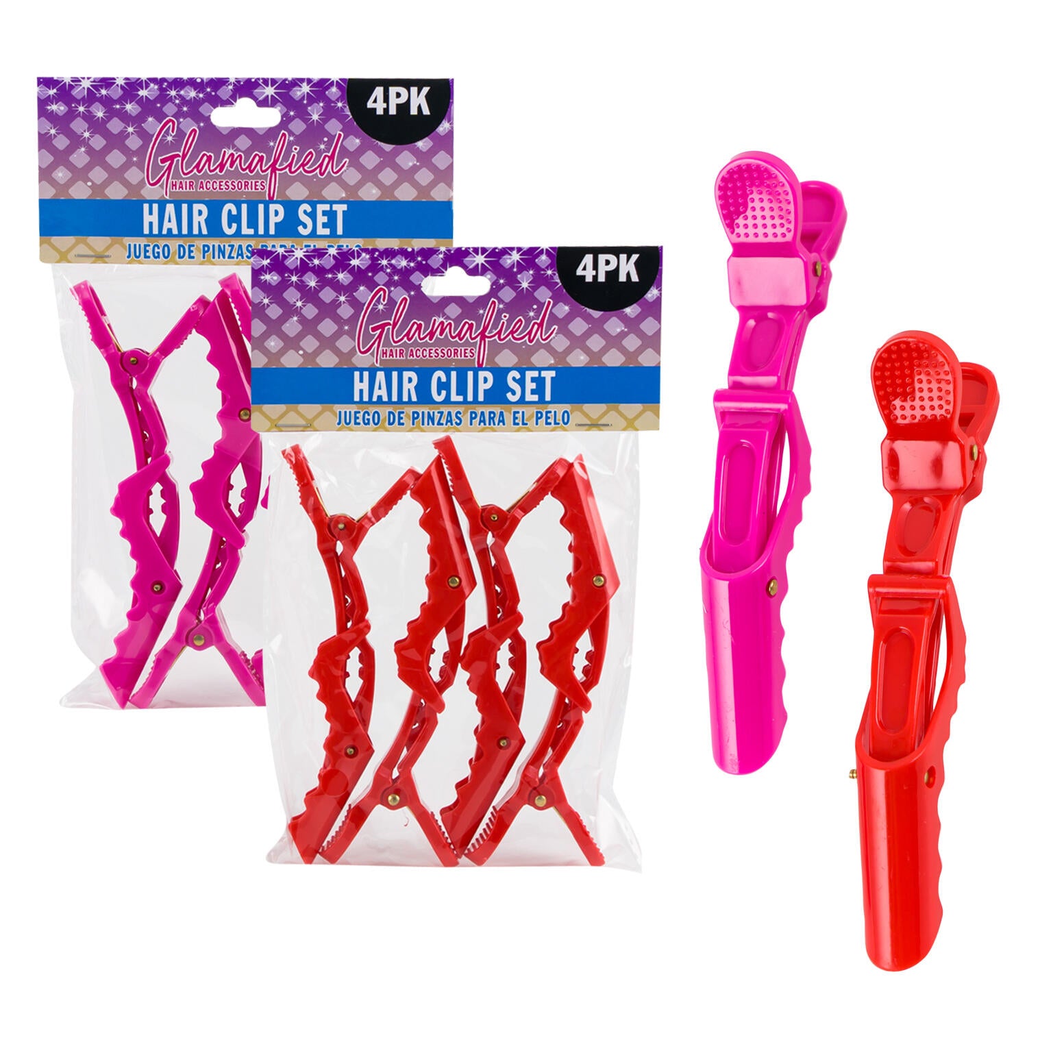 Glamafied 4pk Hair Clips Set Assorted