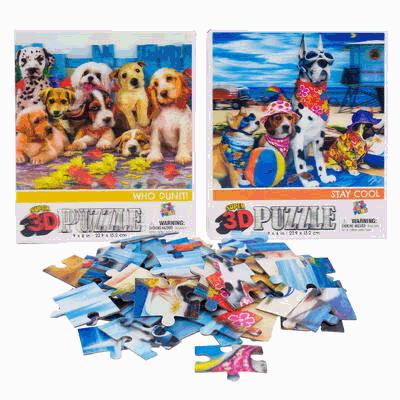 PUZZLE,50pc 3D DOGS/CATS AST