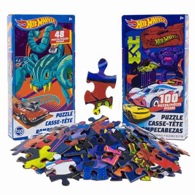 PUZZLE,48&100pcHOT WHEELS 2AST