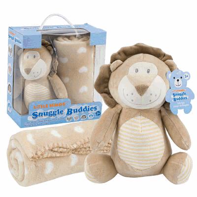 BLANKET,BEIGE/WHTwLION PLUSH T