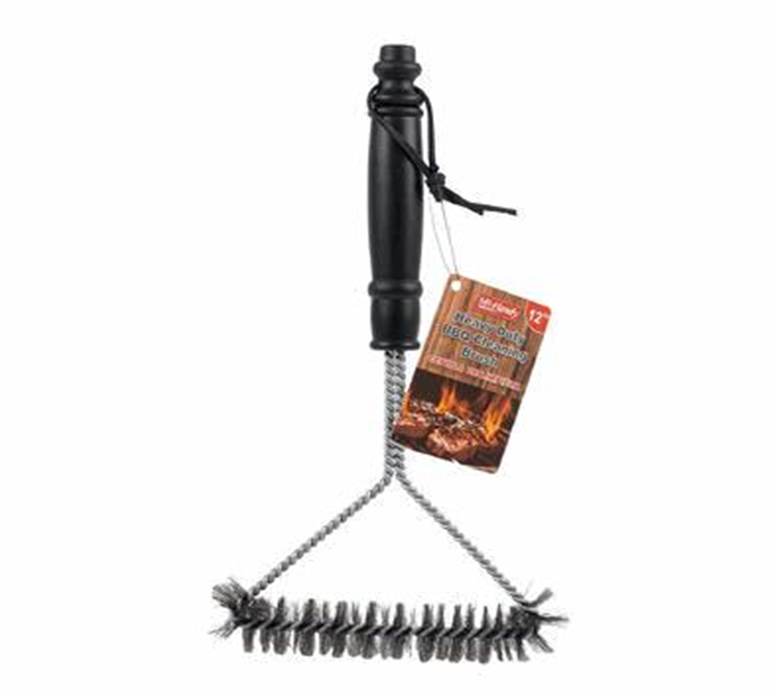 12" 3-Sided Stainless Steel BBQ Grill Brush – Heavy Duty Cleaner