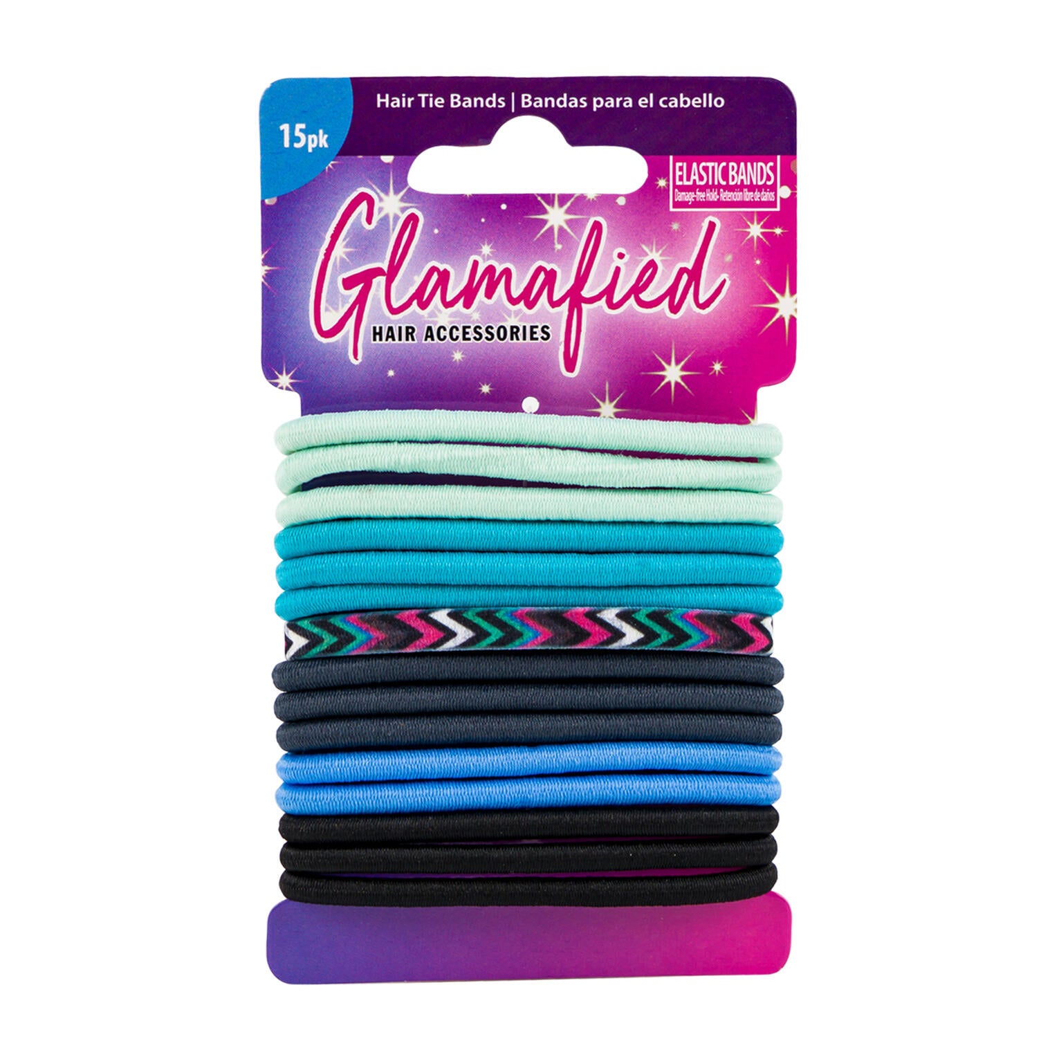 Glamafied 15pk Elastic Hair Tie Bands