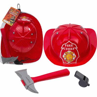 PLAYSET,3pc FIREFIGHTER RED