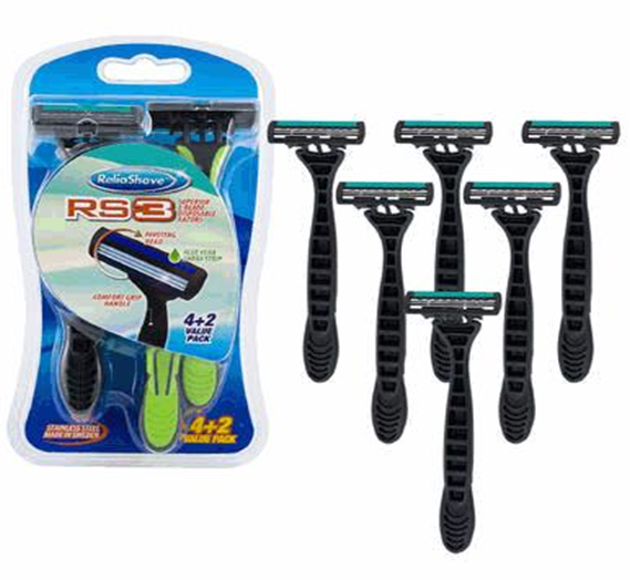 Men’s Razor 6 Pack with 3 Blades Smooth Shaving Kit