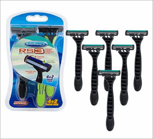 Men’s Razor 6 Pack with 3 Blades Smooth Shaving Kit
