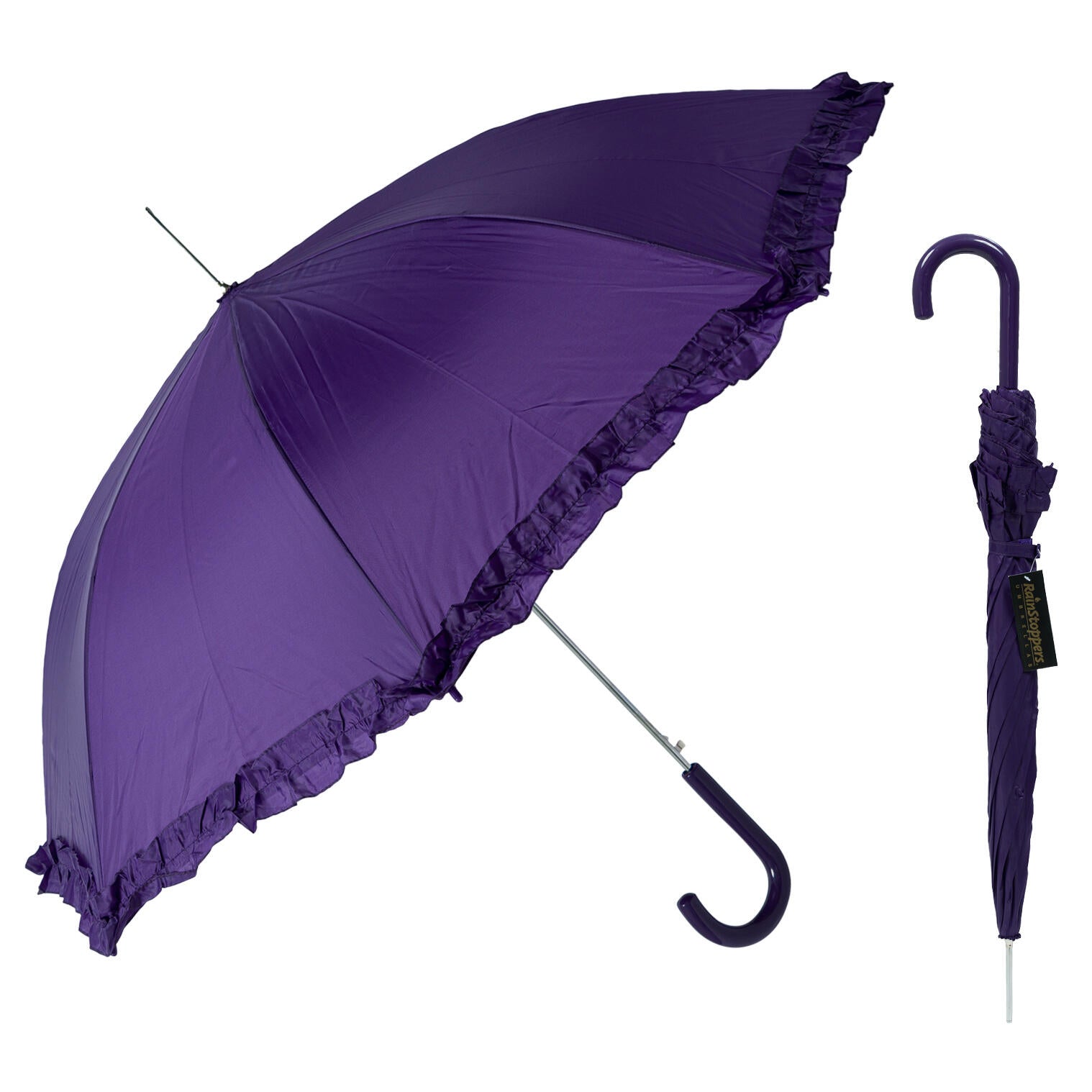 Rain Stoppers Elegance Ruffled Parasol Umbrella - Purple