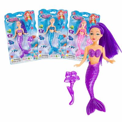 DOLL,6"MERMAID 3AST CLRS
