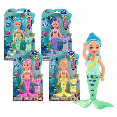 Mermaid dolls with packaging on a white background