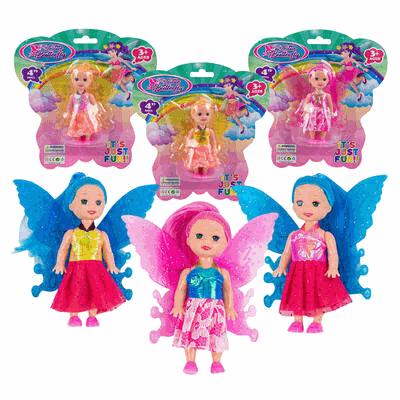 DOLL,4"FAIRYw/WINGS 3AST CLRS