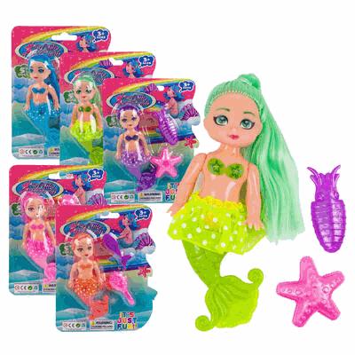 DOLL, 5" MERMAID 6AST CLR