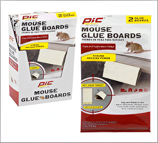 Two boxes of PIC Mouse Glue Boards on a white background