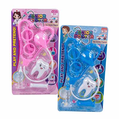 Two packages of Junior Doctor toy sets, one pink and one blue, on a white background.