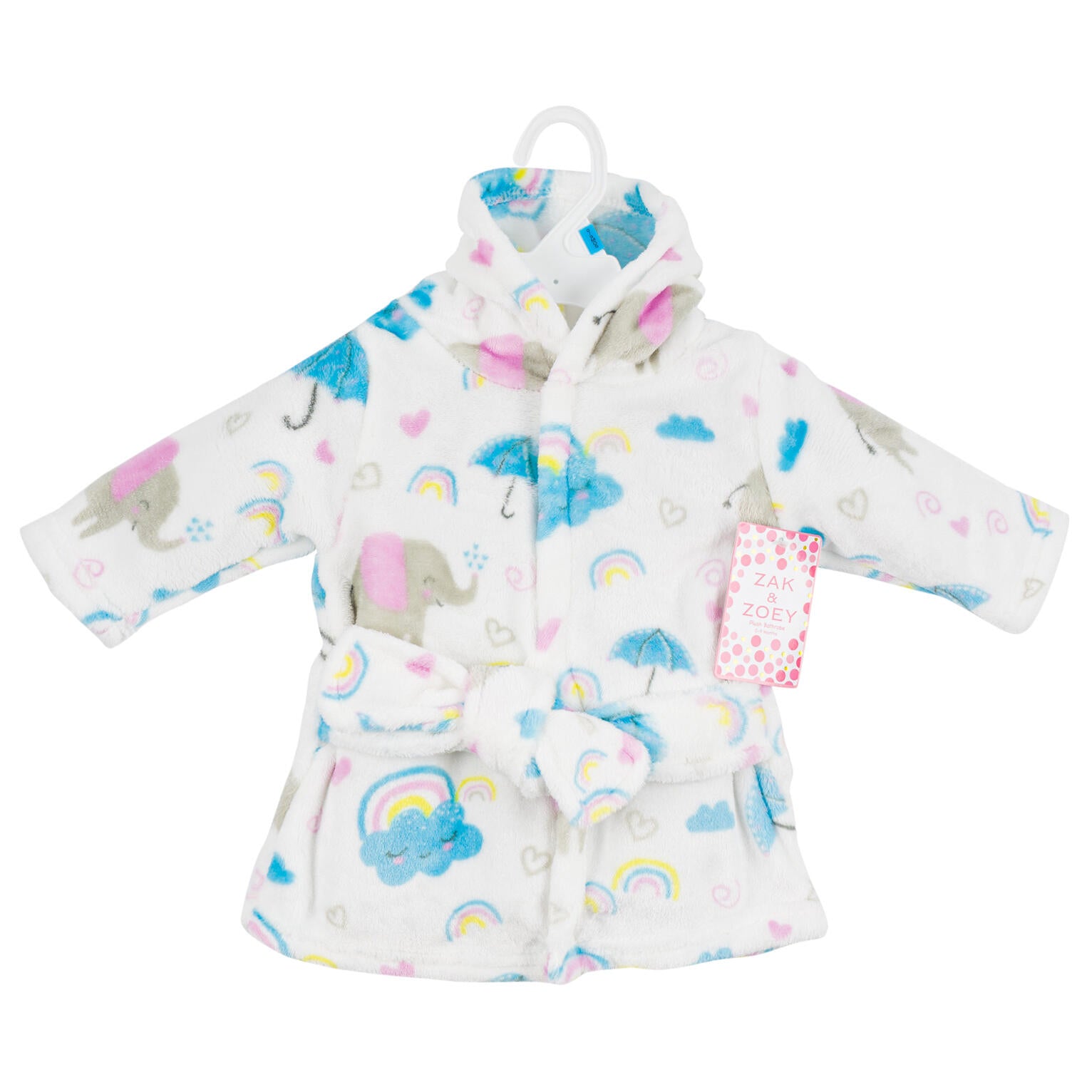 Zak and Zoey Hooded Robe- 0-9M- Elephants