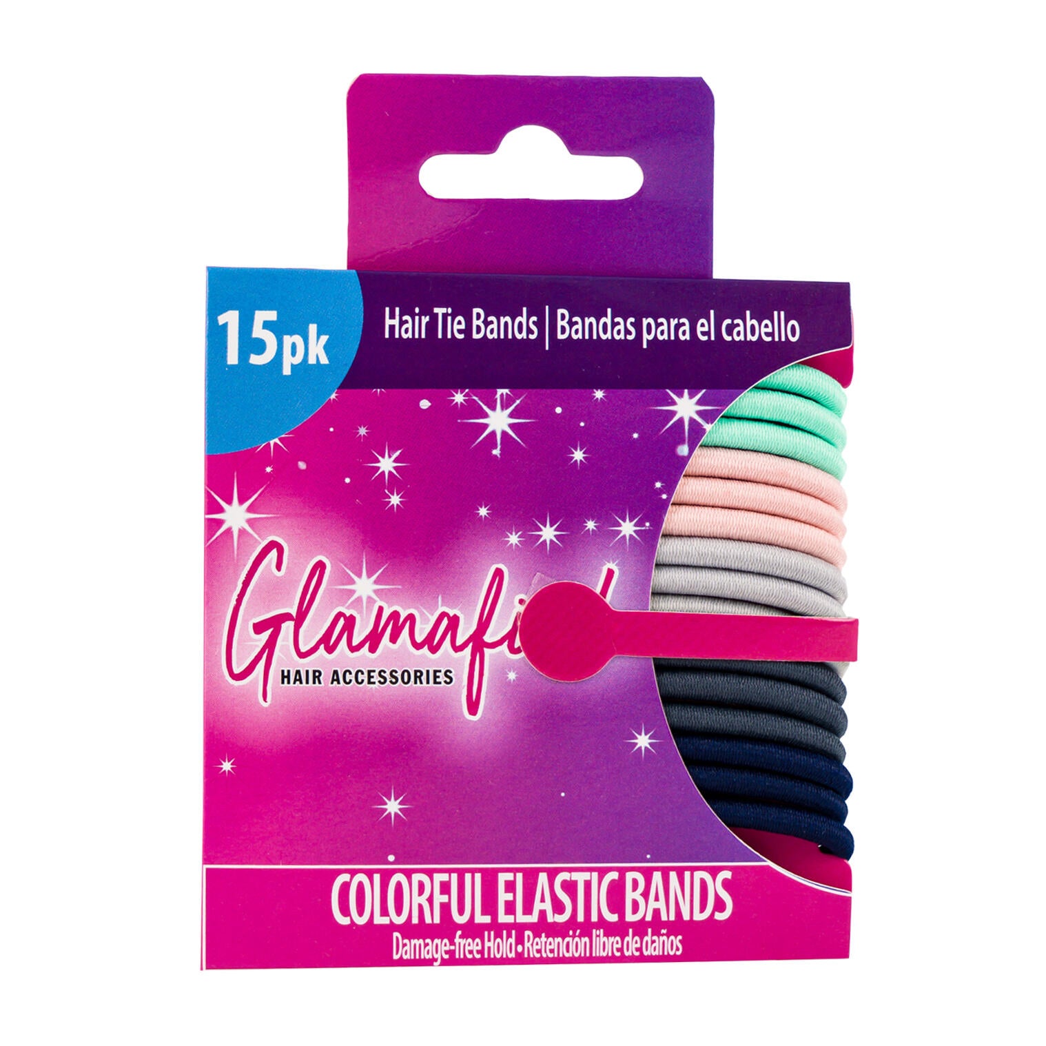 Glamafied 15pk Colorful Elastic Hair Tie Bands