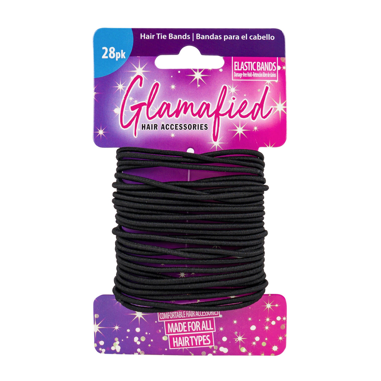 Glamafied 28pk Black Elastic Hair Tie Bands
