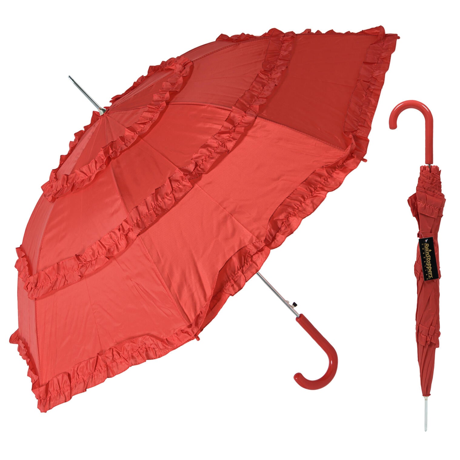 Rain Stoppers Vintage Frilly Umbrella - Red