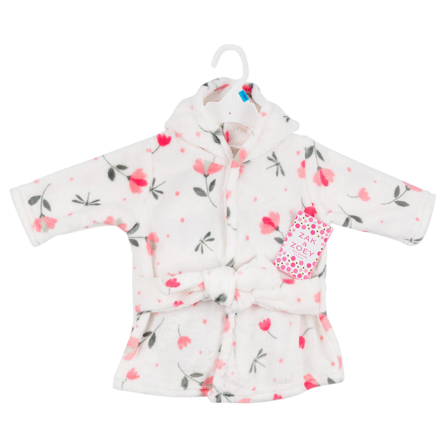 Zak and Zoey Hooded Robe- 0-9M- Tulips Design