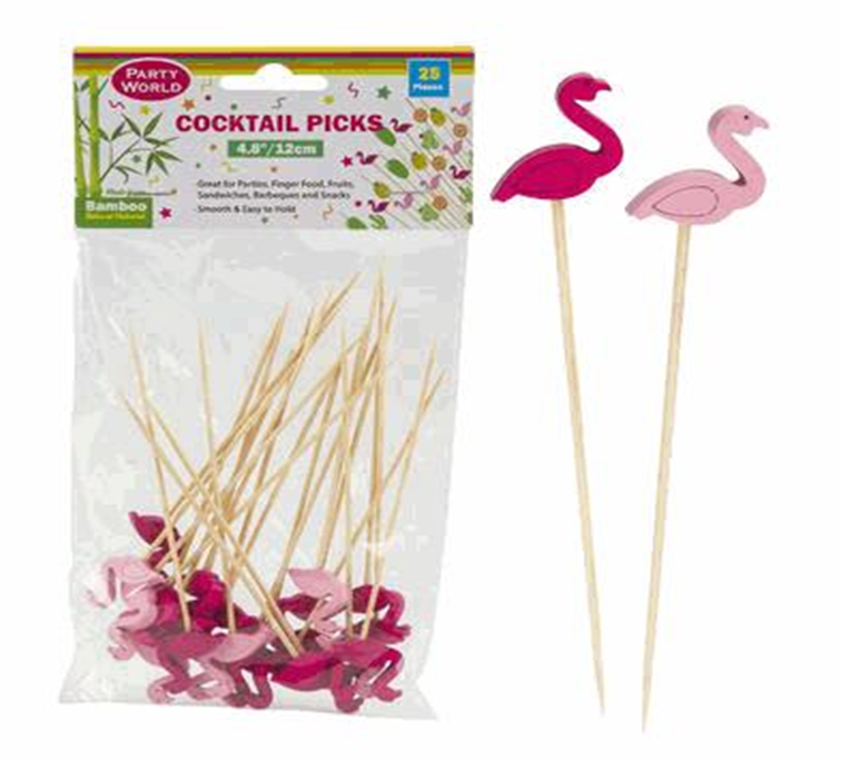 4.8" Flamingo Cocktail Picks – 25 Pack Decorative Drink Appetizer Sticks