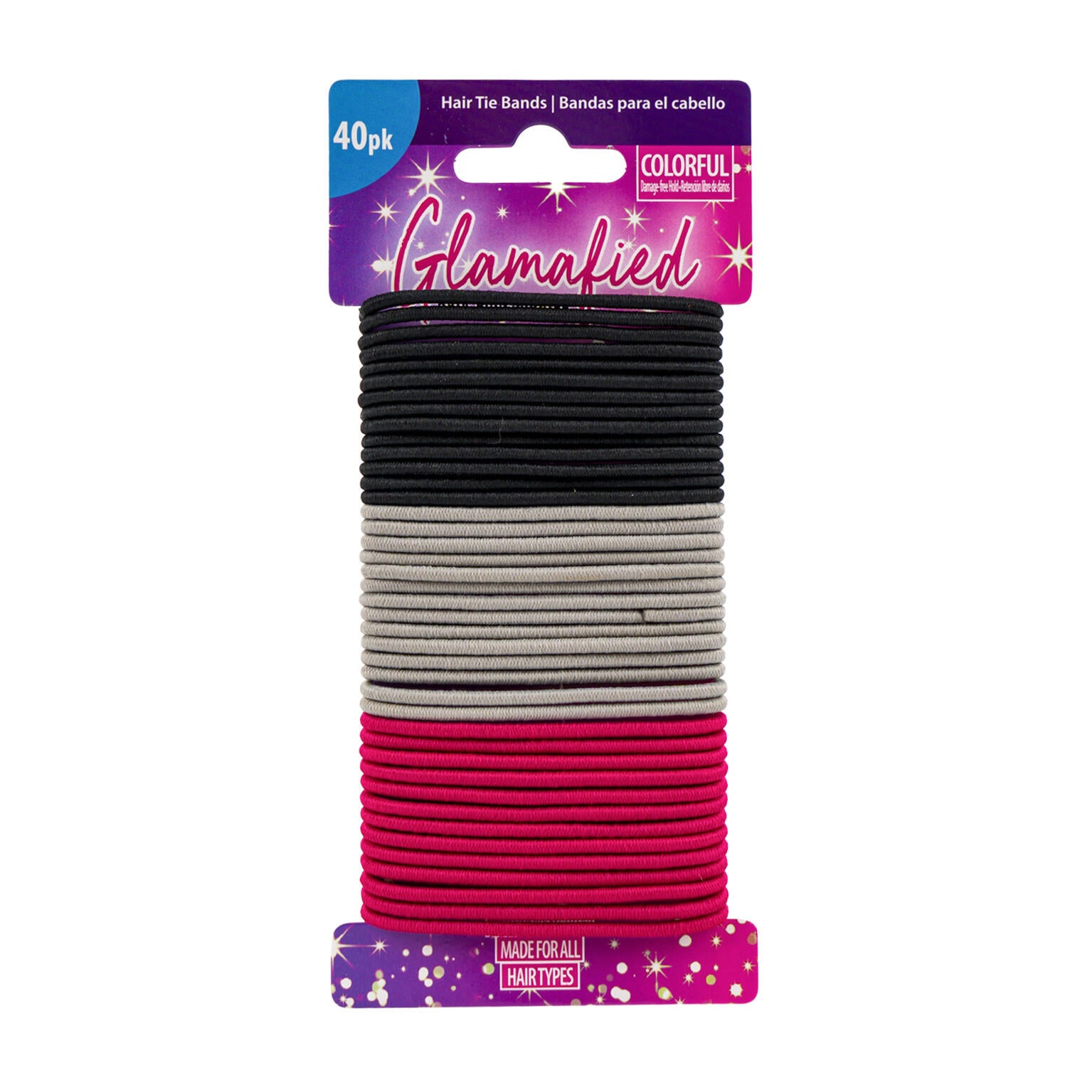Glamafied Hair Tie Bands - 40 Pack - Damage-Free Holds - Assorted Colors