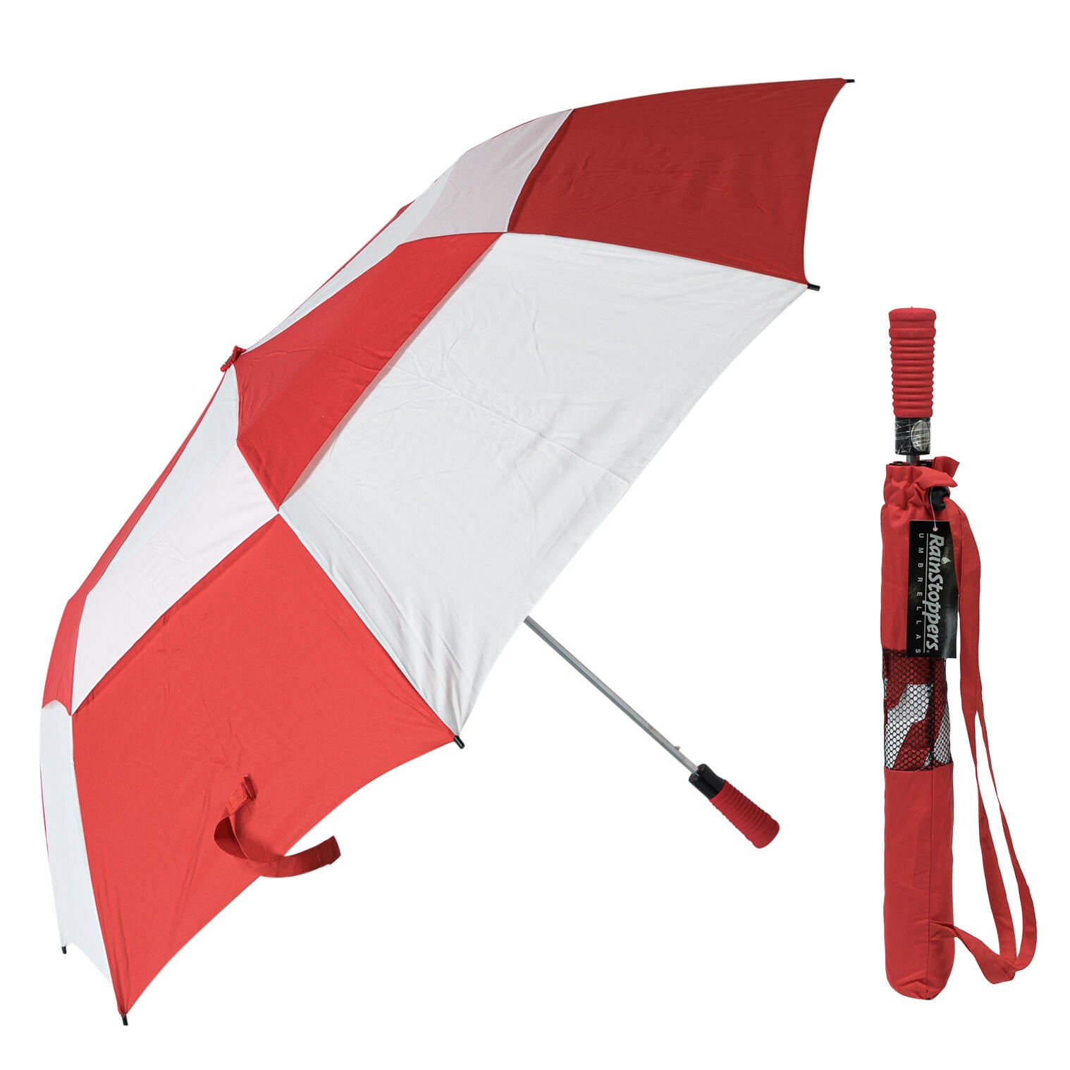 Rain Stoppers Durable Manual Sports Umbrella - Red/White